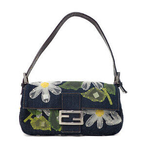 FENDI Flower Denim Mamma Bucket Semi Shoulder Bag